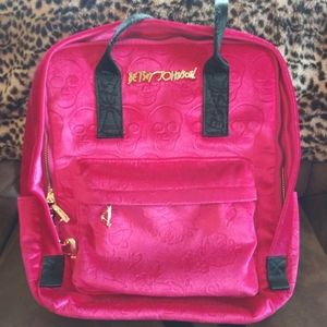 NWT Betsey Johnson Velvet Skull Backpack Purse